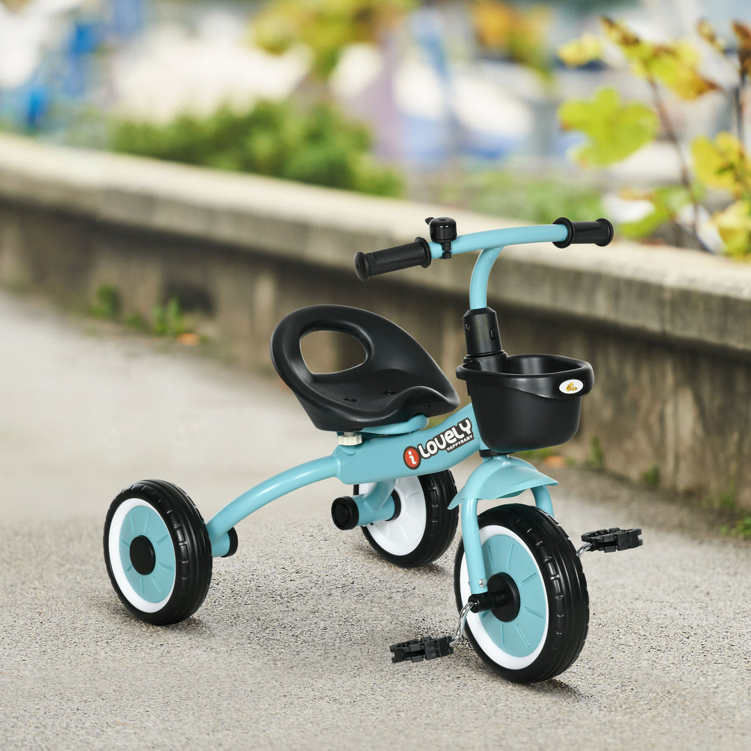 Qaba Tricycle for Toddler 2-5 Year Old Girls and Boys, Toddler Bike with Adjustable Seat, Basket, Bell, White