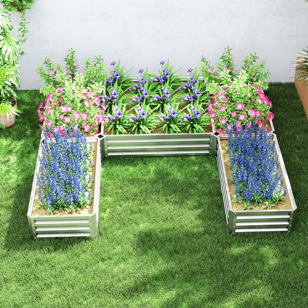 Outsunny Steel Raised Garden Bed, Set of 5 Large Box Planters for Outdoor Plants Vegetables Flowers Herbs, 8x8x1ft, Grey