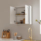 HOMCOM Medicine Cabinet, Modern Bathroom Wall Cabinet with 2 Arched Doors and Gold Handles, White Wood Grain