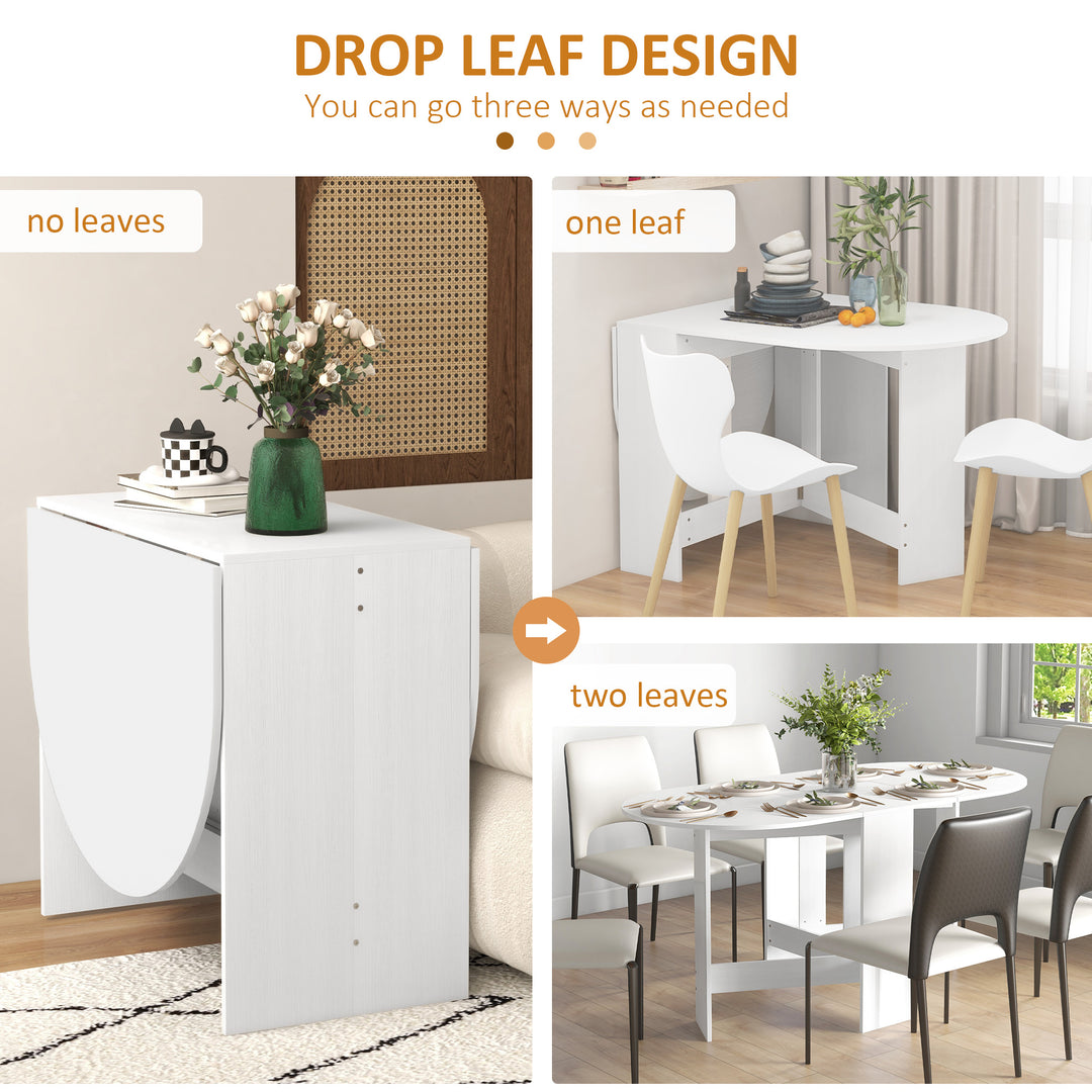 HOMCOM Oval Folding Dining Table, Space Saving Drop Leaf Kitchen Table for Dining Room, Living Room, Distressed Brown