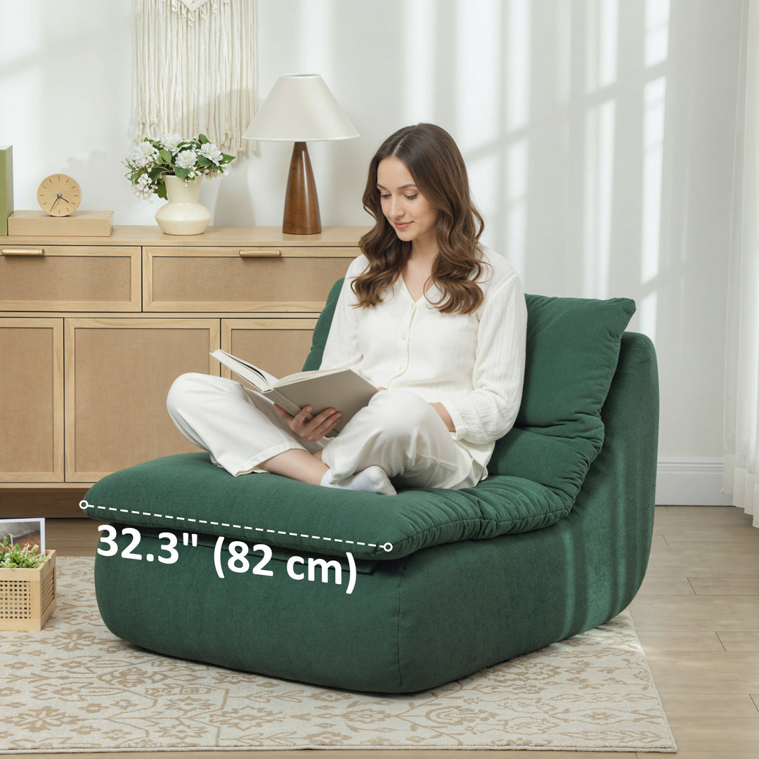 HOMCOM Floor Sofa with Single Piece Ultra High-Density Foam, Armless Floor Chair for Living Room, Bedroom, Home Office, Green
