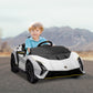 Qaba 12V Lamborghini Autentica Licensed Kids Car with Remote Control, 4 Wheels Spring Suspension, Soft Start, Red