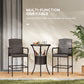 Outsunny 3 Pieces Patio Bar Set, Rattan Bistro Table and Chairs, Outdoor Conversation Furniture Set with Ice Bucket, Dark Brown