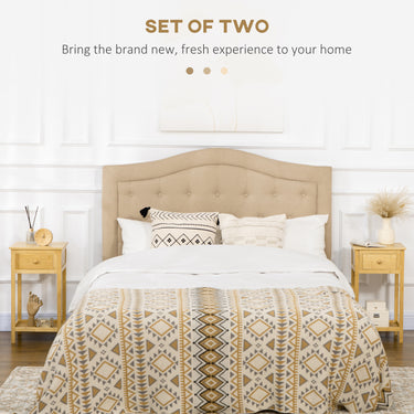 HOMCOM Bamboo Side Table with Drawer and Storage Shelf, Slim End Table Nightstand for Small Spaces, Natural