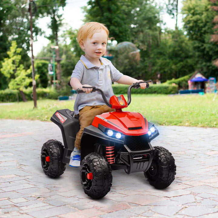 Qaba 12V Kids ATV with Four Wheels Spring Suspension, Forward & Backward, LED Light, MP3, Music, Blue