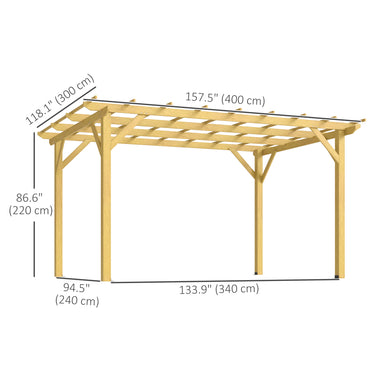 Outsunny 10' x 13' Wood Pergola, Outdoor Gazebo Grape Trellis for Climbing Plant Support, Garden, Patio, Backyard, Nature Wood