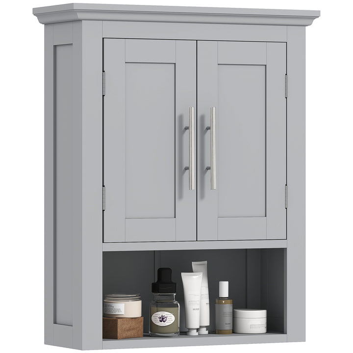 kleankin Bathroom Wall Cabinet, Medicine Cabinet, Toilet Storage Cabinet with Shelf for Living Room and Entryway, White