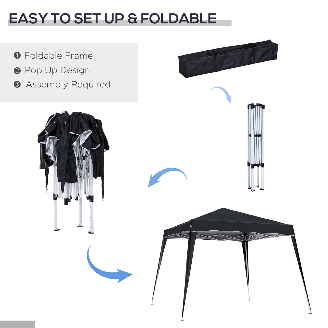 Outsunny 8' x 8' Pop Up Canopy, Outdoor Foldable Tent, Portable Canopy Tent with Carrying Bag for Camping, Party, Picnic, White