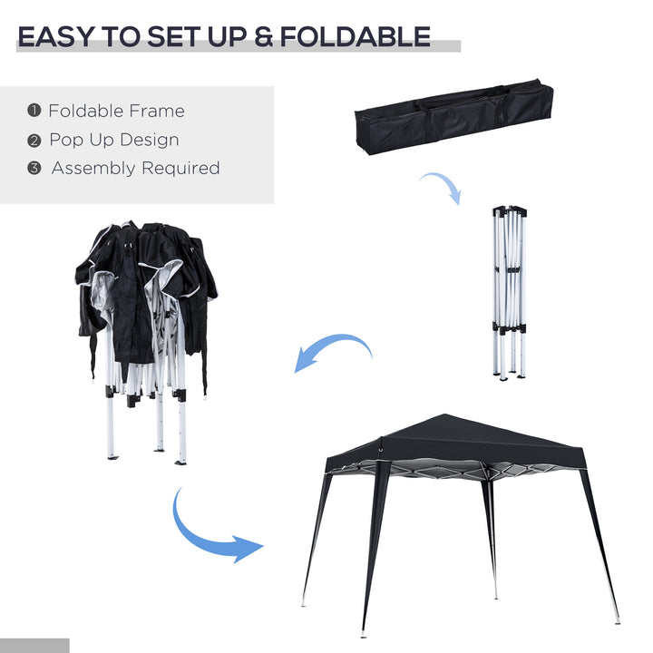 Outsunny 8' x 8' Pop Up Canopy, Outdoor Foldable Tent, Portable Canopy Tent with Carrying Bag for Camping, Party, Picnic, White