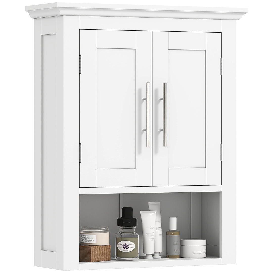 kleankin Bathroom Wall Cabinet, Medicine Cabinet, Toilet Storage Cabinet with Shelf for Living Room and Entryway, White