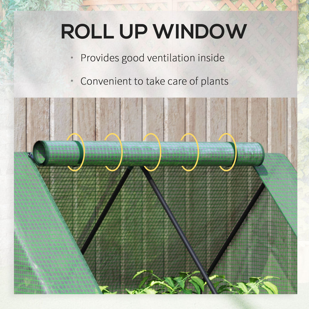 Outsunny Steel Outdoor Raised Garden Bed with Greenhouse,Cover, Roll Up Door, Dual Use, 50"x37.4"x36.2", Green