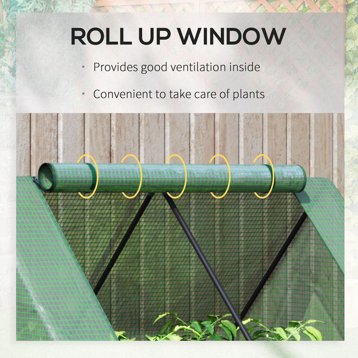 Outsunny Steel Outdoor Raised Garden Bed with Greenhouse,Cover, Roll Up Door, Dual Use, 50"x37.4"x36.2", Green