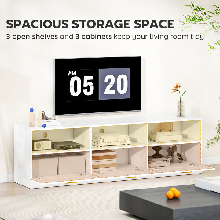 HOMCOM TV Stand with Storage, Modern Entertainment Center with 3 Cabinets and 3 Open Shelves, for TVs up to 85", White