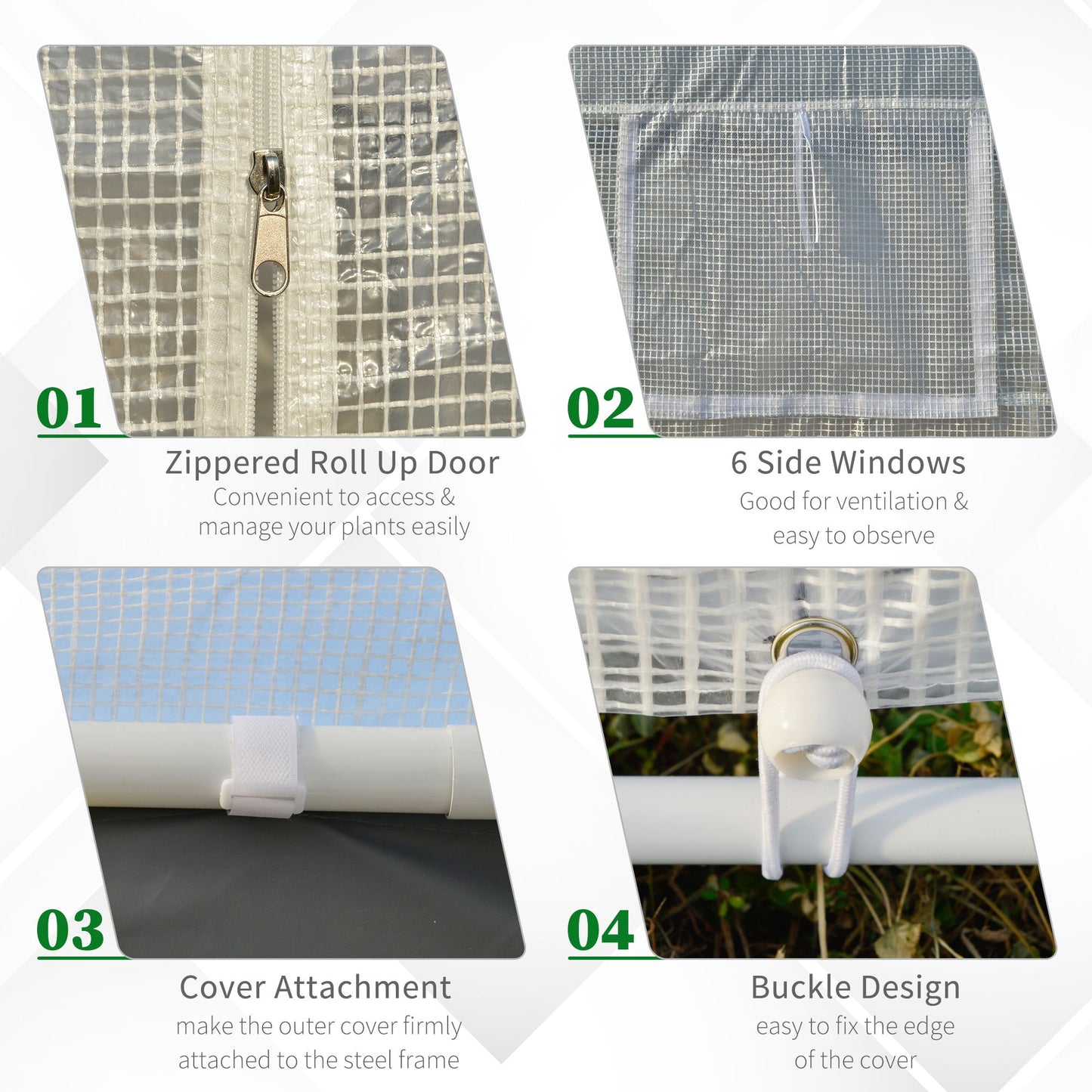 Outsunny 6.6' x 10' x 7' Heavy Duty Walk-In Greenhouse Vegetable Seed Growth Tent Outdoor Plant Growing Tunnel Warm House Flower Shed Backyard White