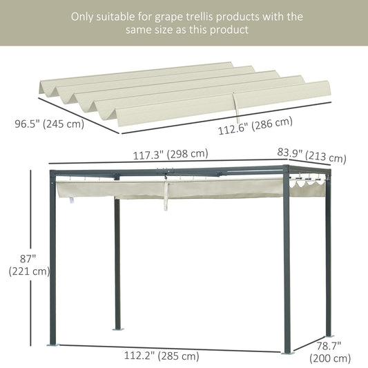 Outsunny Pergola Canopy, Retractable Sun Shade Cover for 10' x 7' Pergola, UV30+ Protected, Cream White