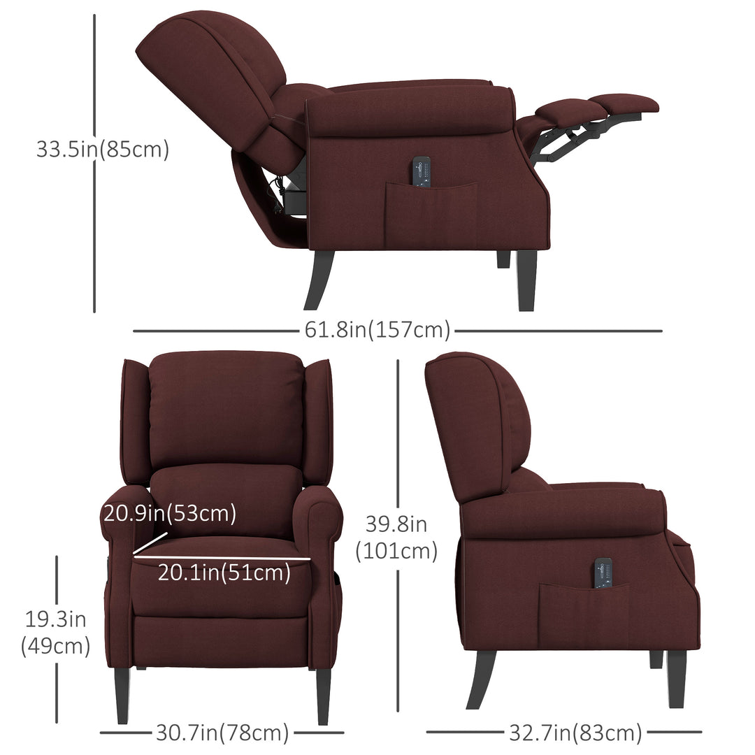 HOMCOM Massage Recliner Chair for Living Room, Push Back Recliner Sofa, Suede Wingback Reclining Chair with Extendable Footrest, Wood Legs, Remote Control, Side Pockets, Black
