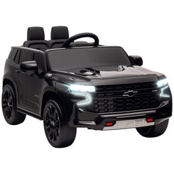 Aosom Licensed Chevrolet Tahoe Kids Ride on Car, 12V 7AH Toddler Electric Car with Parent Remote Control, 3 Speeds, Spring Suspension, LED Light, Horn, Music, Black