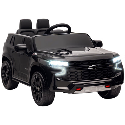 Aosom Licensed Chevrolet Tahoe Kids Ride on Car, 12V 7AH Toddler Electric Car with Parent Remote Control, 3 Speeds, Spring Suspension, LED Light, Horn, Music, Black