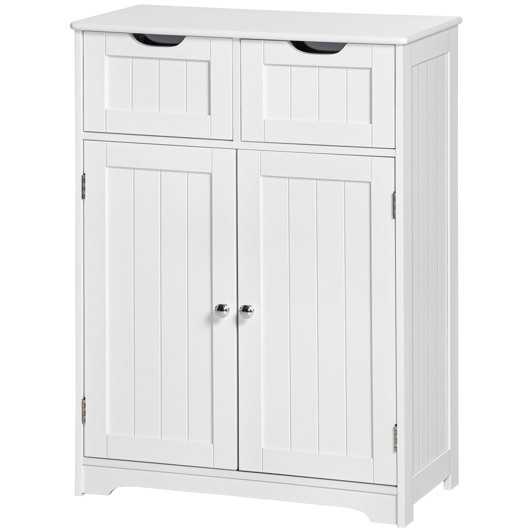 kleankin Bathroom Cabinet, Bathroom Storage Cabinet with 2 Drawers, Adjustable Shelf for Living Room, Entryway, White