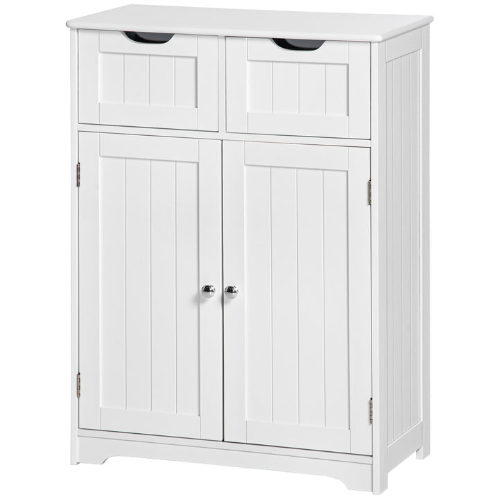 kleankin Bathroom Cabinet, Bathroom Storage Cabinet with 2 Drawers, Adjustable Shelf for Living Room, Entryway, White