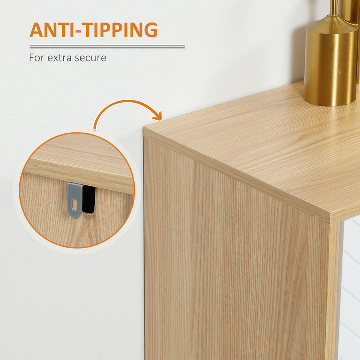 HOMCOM Modern Sideboard and Buffet, Dining Room Cabinet with Adjustable Shelves and 4 Doors, Natural