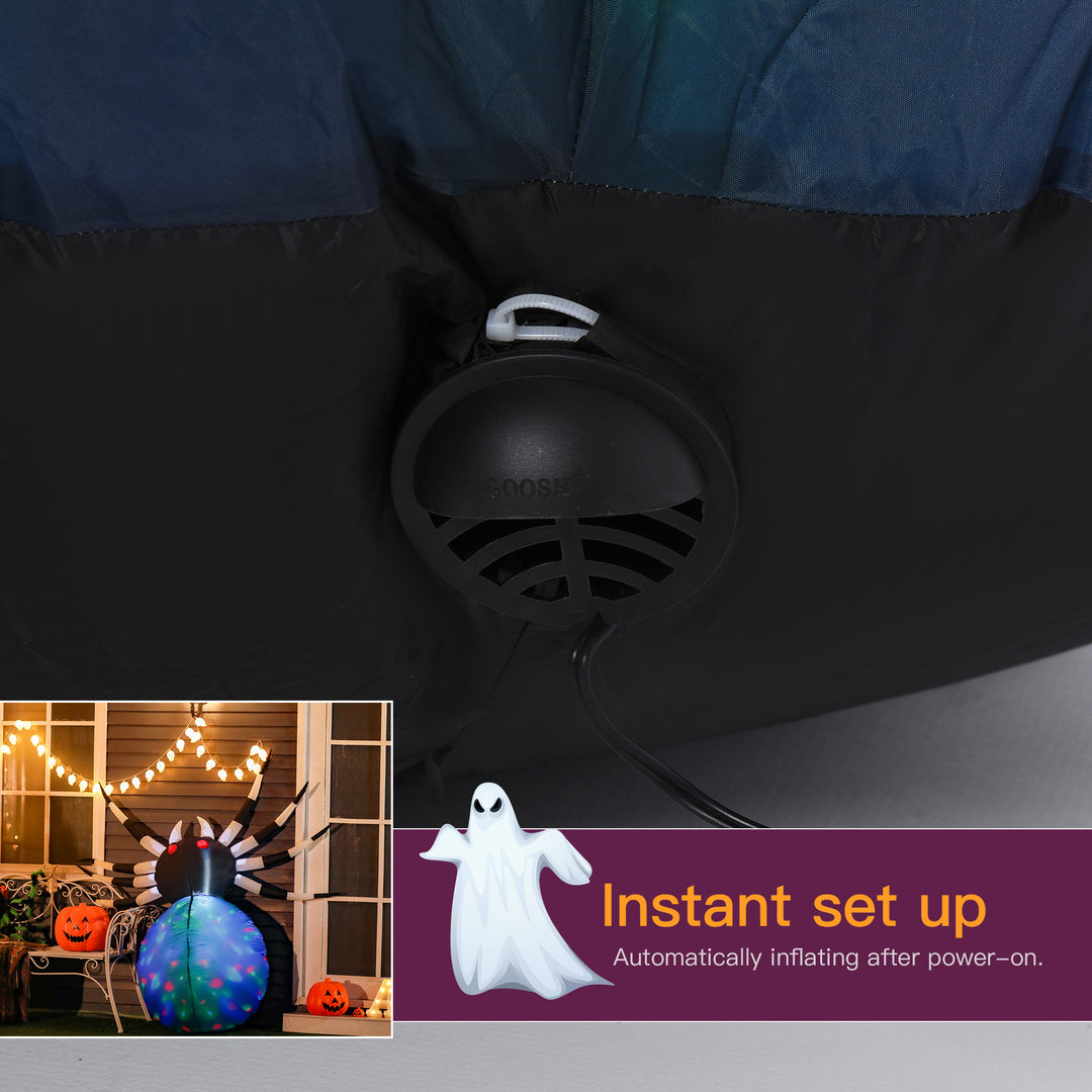 HOMCOM 5Ft Long Halloween Giant Scary Spider LED Lighted Airblown Inflatable Lawn Decoration Holiday Season Garden Decor