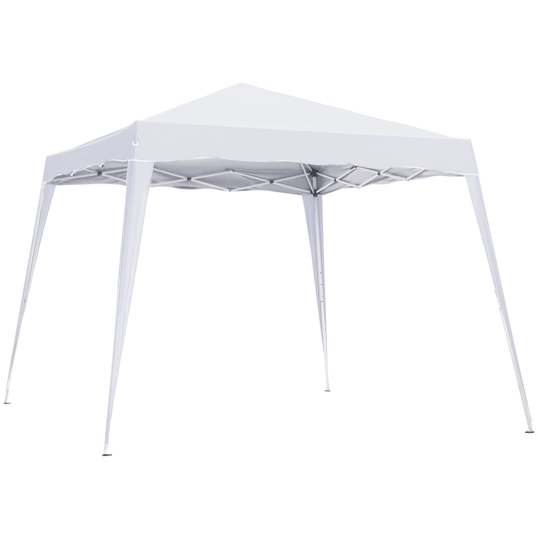 Outsunny 8' x 8' Pop Up Canopy, Outdoor Foldable Tent, Portable Canopy Tent with Carrying Bag for Camping, Party, Picnic, White