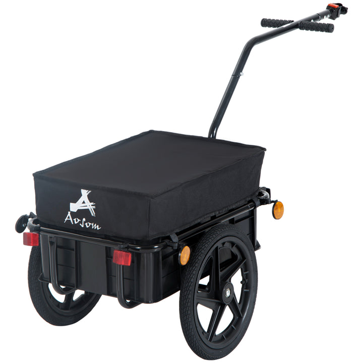 Aosom Multi-Functional Bike Trailer Steel Large Bike Luggage Cart Carrier Black