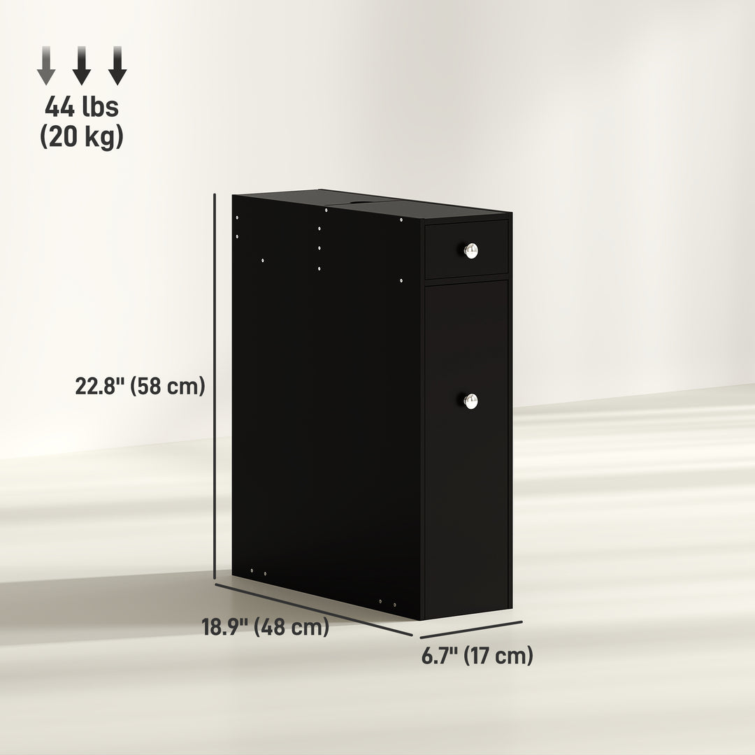 HOMCOM Space Saving Toilet Paper Cabinet, Narrow Bathroom Cabinet with Drawers and Hidden Storage, White