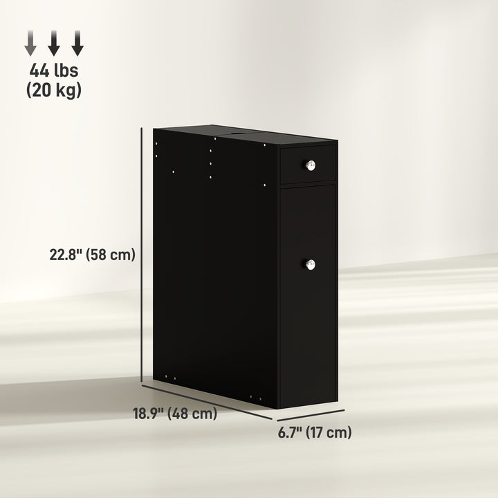 HOMCOM Space Saving Toilet Paper Cabinet, Narrow Bathroom Cabinet with Drawers and Hidden Storage, White