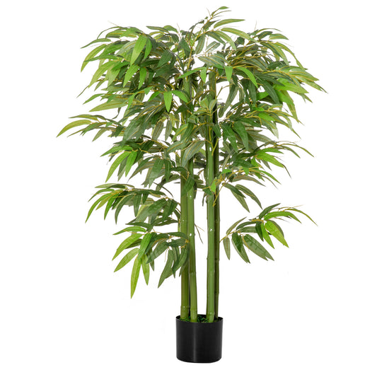 HOMCOM 4.5FT Artificial Bamboo Tree Faux Decorative Plant in Nursery Pot for Indoor DÃ©cor