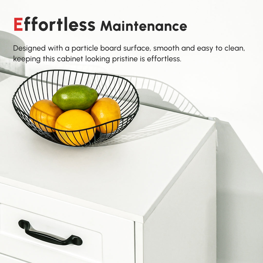 HOMCOM Modern Sideboard Buffet Cabinet with Drawers and Beadboard Door Cupboard Kitchen Storage Cabinet White