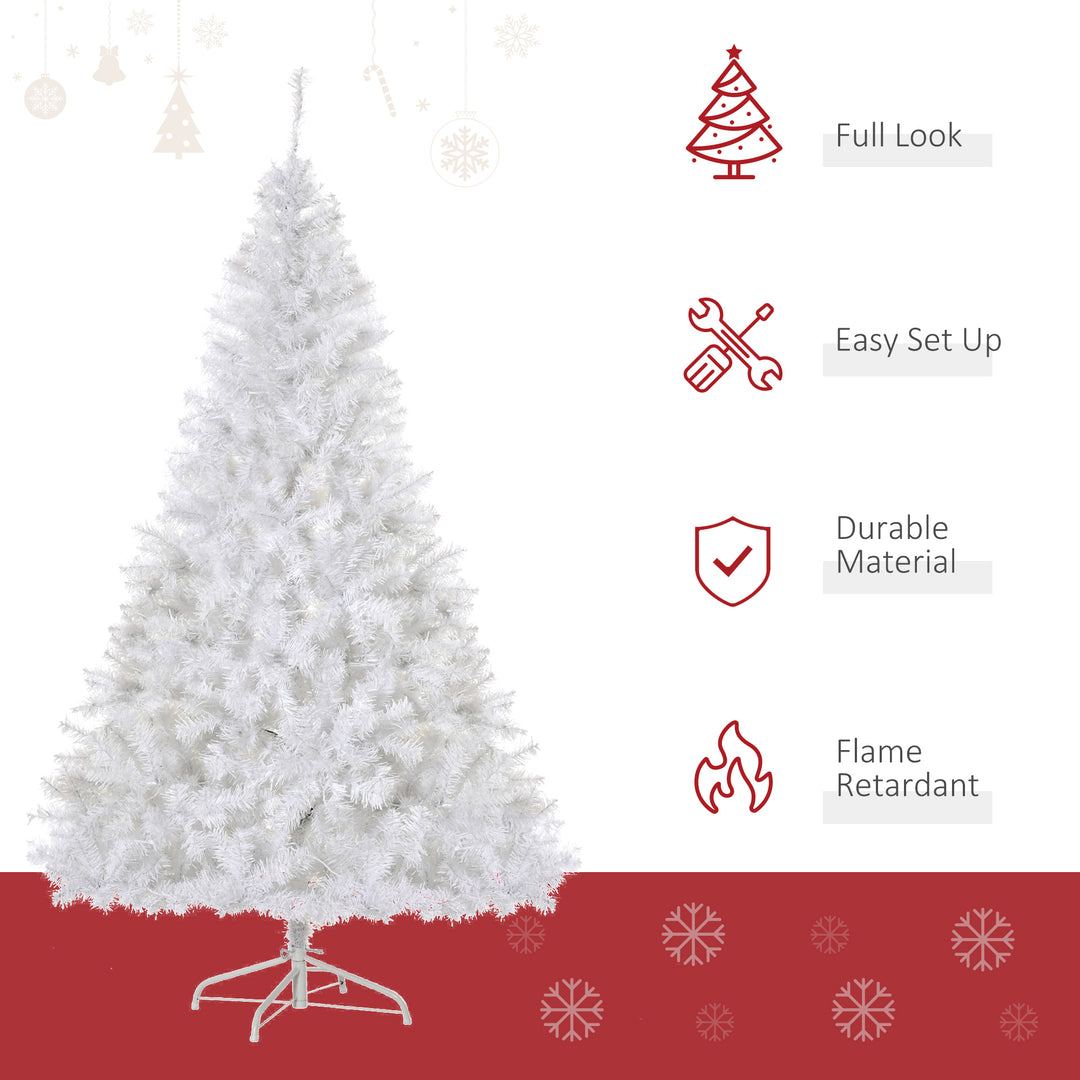 HOMCOM 6FT Prelit Artificial Christmas Tree Warm White LED Light Holiday Home Xmas Decoration with Automatic Open, White
