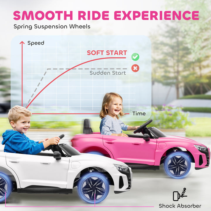 Aosom Ride-On Toy On Car with Remote Control, 12V 3.1 MPH Electric Ride for Kids w/ Suspension System, Horn Honking, Pink