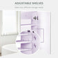 HOMCOM Bathroom Mirror Cabinet, Wall-Mounted Storage Organizer with Double Doors, Adjustable Shelf, Light Lilac