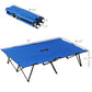 Outsunny 76" Two Person Folding Camping Cot Outdoor Portable Double Cot Wide Military Sleeping Bed w/ Carrying Bag Blue