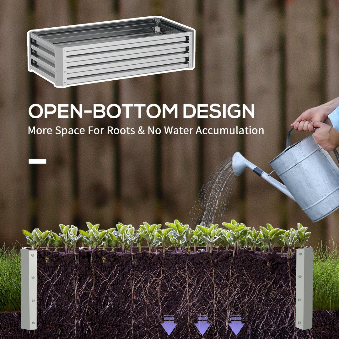 Outsunny Galvanized Raised Garden Bed, Outdoor Planter Box for Vegetables, Flowers, Herbs, 4' x 2' x 1', Grey