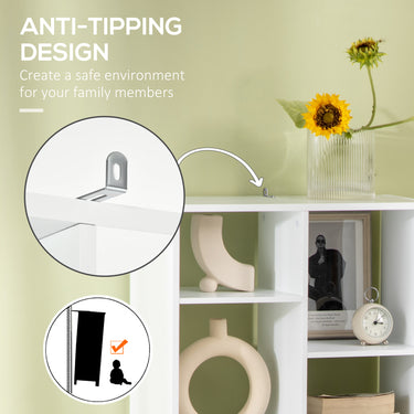 HOMCOM Tall Bookshelf with Drawer, Freestanding Bookcase for Bedroom, Living Room, Home Office, White