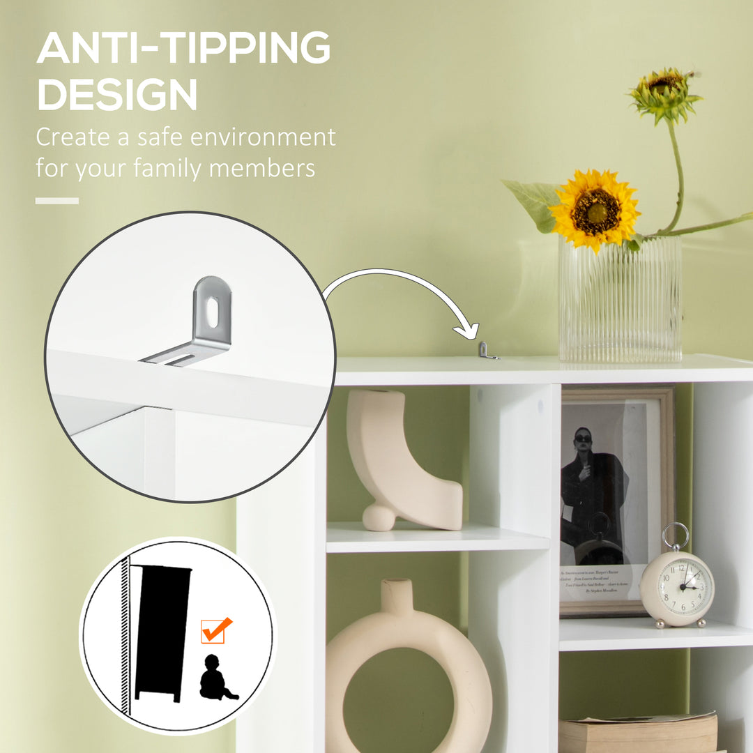 HOMCOM Tall Bookshelf with Drawer, Freestanding Bookcase for Bedroom, Living Room, Home Office, White