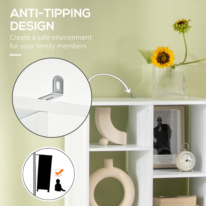 HOMCOM Tall Bookshelf with Drawer, Freestanding Bookcase for Bedroom, Living Room, Home Office, White