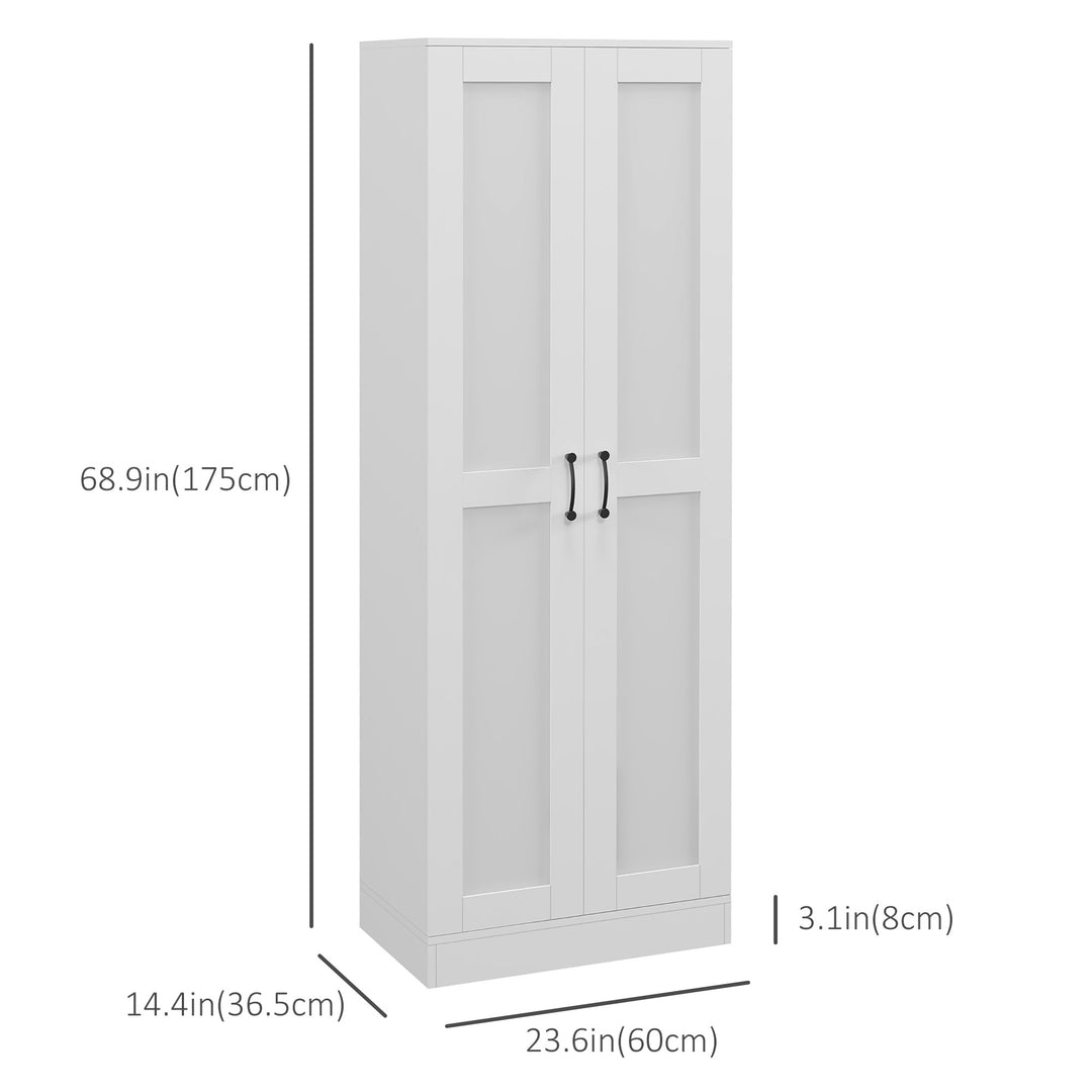 HOMCOM 69" Pantry Cabinet with Storage, Kitchen Pantry Storage Cabinet with Soft Close Doors and Adjustable Shelves, White