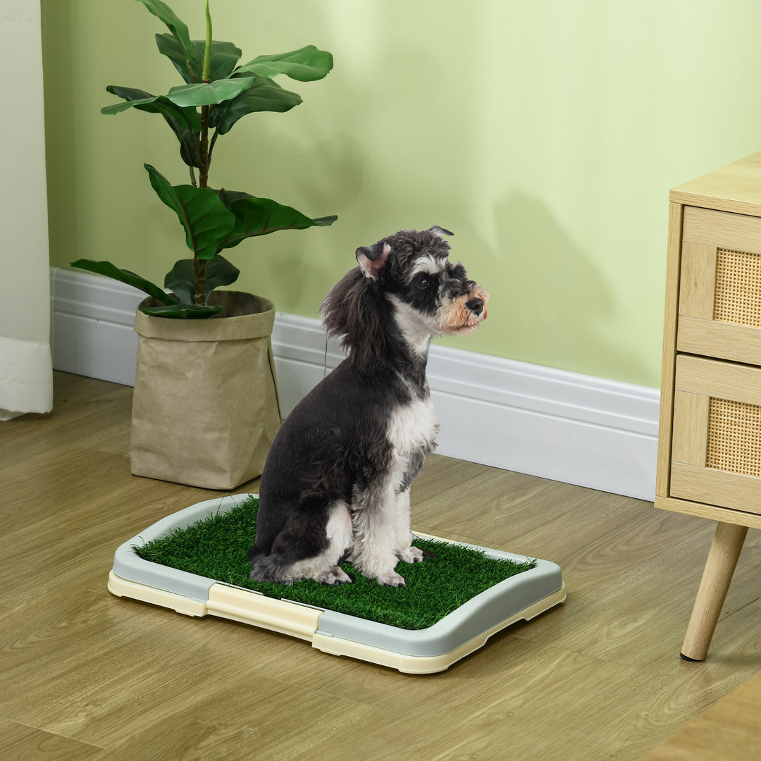 PawHut Puppy Training Pad, Indoor Portable Puppy Pad, with Artificial Grass, Grid, Panel, Tray, 18.3" x 13.4"