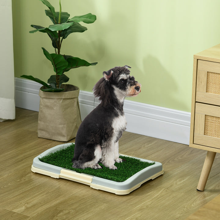 PawHut Puppy Training Pad, Indoor Portable Puppy Pad, with Artificial Grass, Grid, Panel, Tray, 18.3" x 13.4"