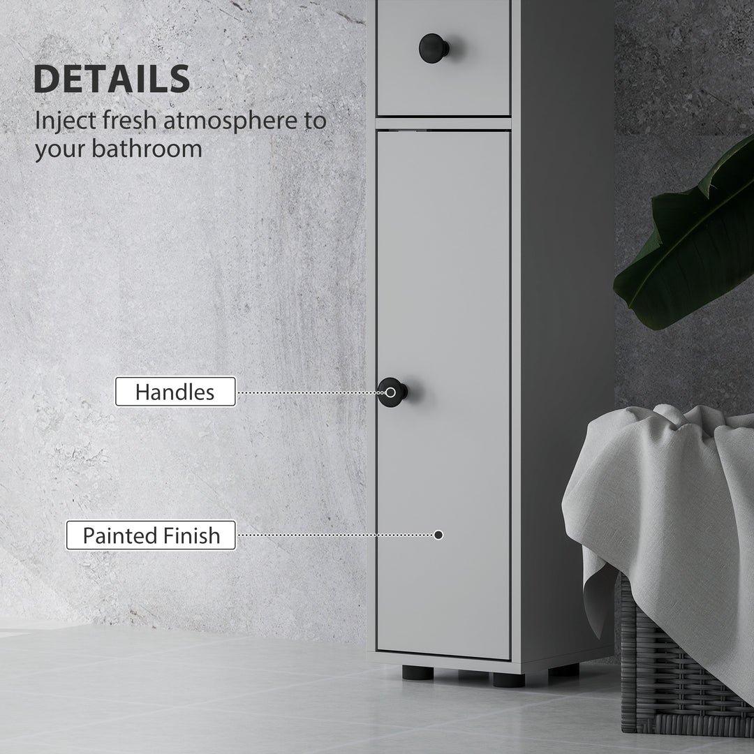 kleankin 71" Tall Bathroom Storage Cabinet, Narrow Bathroom Cabinet with Open Shelves, 2 Door Cabinets, Adjustable Shelves, for Kitchen, Hallway, Living Room, White