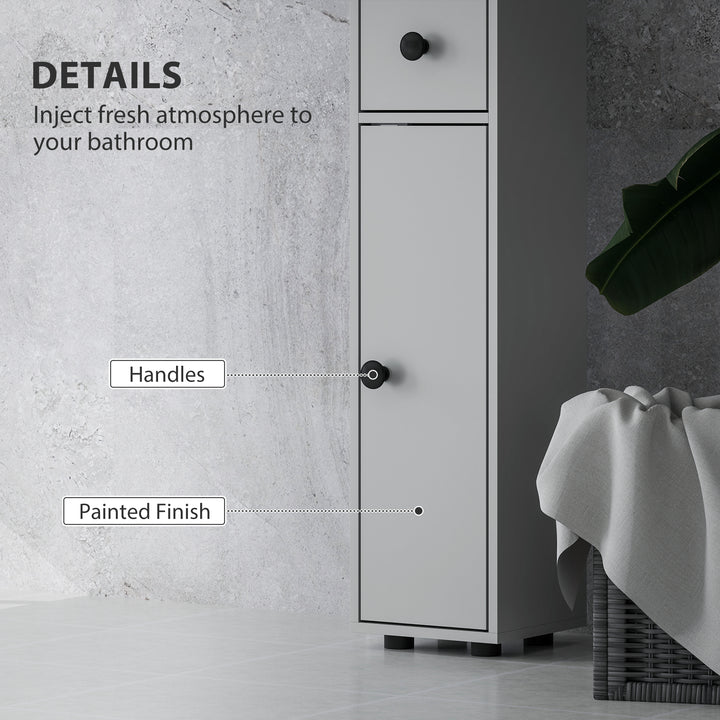 kleankin 71" Tall Bathroom Storage Cabinet, Narrow Bathroom Cabinet with Open Shelves, 2 Door Cabinets, Adjustable Shelves, for Kitchen, Hallway, Living Room, White