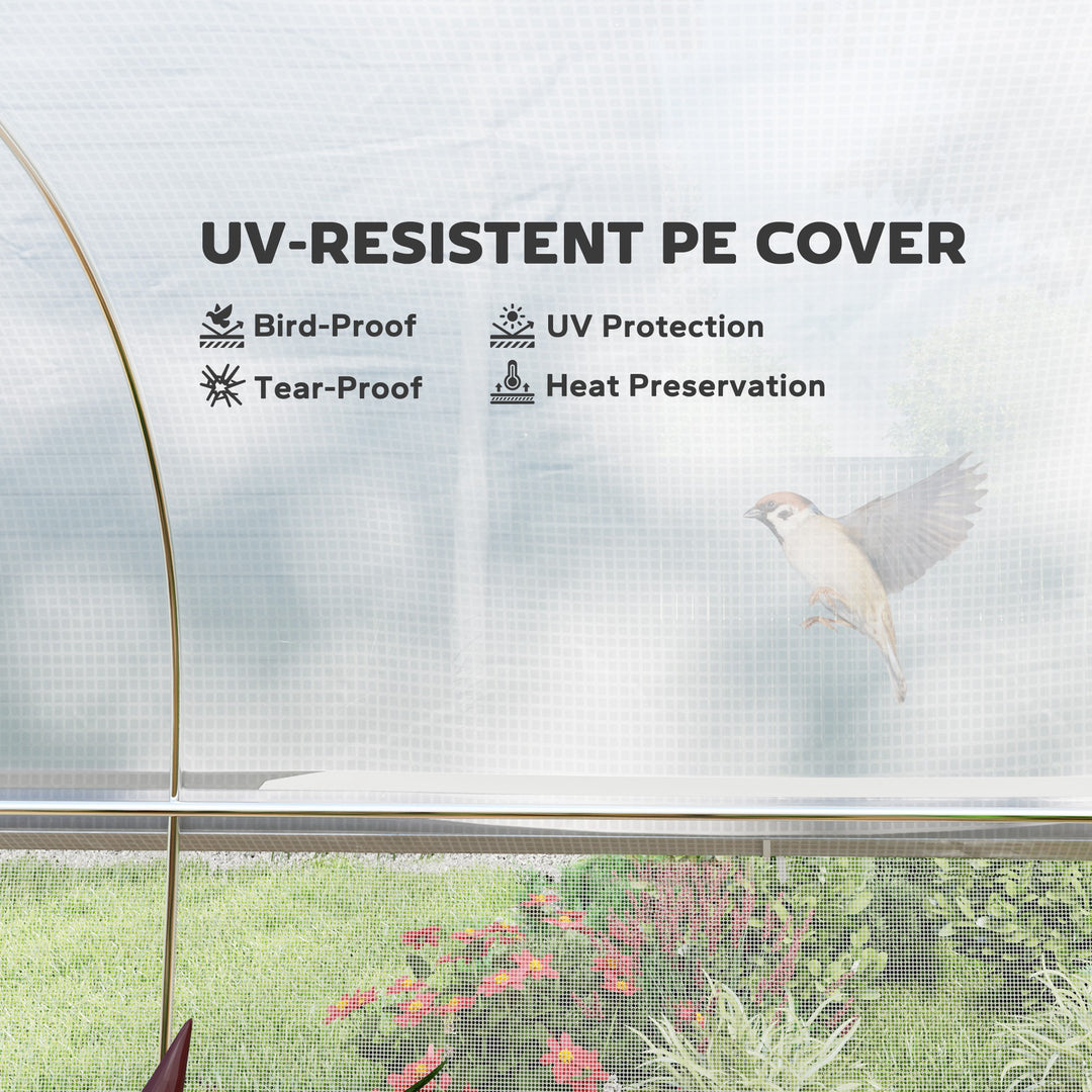 Outsunny 19.5' x 10' x 7.5' Walk-in Tunnel Greenhouse with 3 Roll-Up Doors and Large Mesh Windows, Outdoor Green House, Plant Hot House Tent with Galvanized Steel Frame, Green