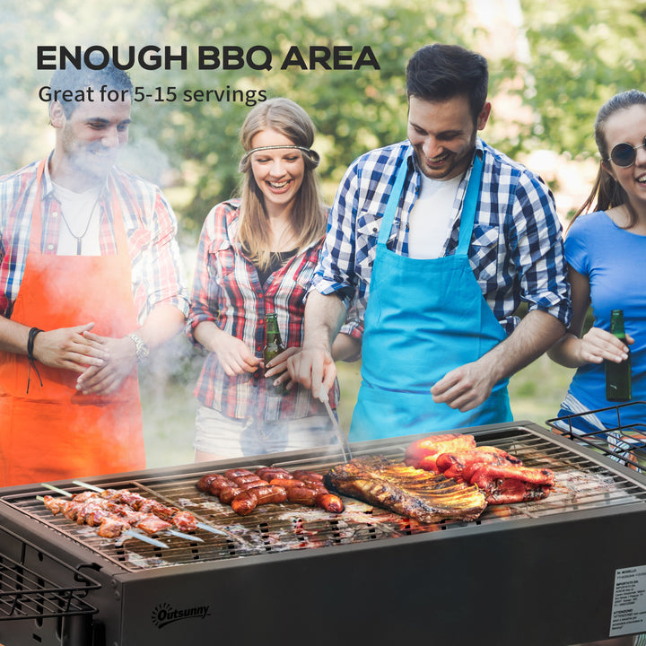 Outsunny Portable BBQ Grill, Charcoal Grill with Side Seasoning Baskets, Hooks and Nets for Outdoor, Picnic, Camping, Dark Green