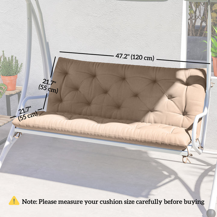 Outsunny 2 Seater Garden Bench Cushion, Soft Thick Outdoor Non-Slip 2 Seater Soft Pad With Backrest for Garden Patio, 47" x 43" x 5", Light Grey