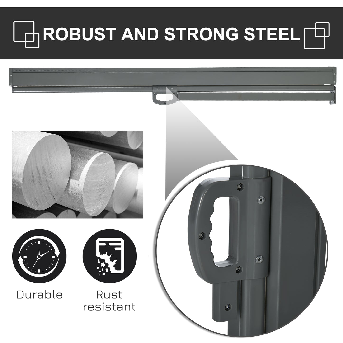 Outsunny 118" x 63" Retractable Side Awning Patio Outdoor Folding Privacy Screen with Resistance to UV Rays & Wind, Grey