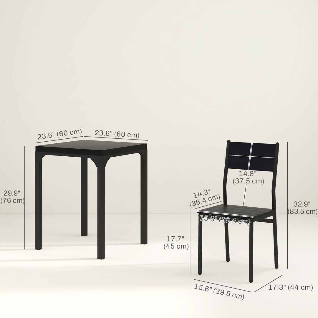 HOMCOM Dining Table Set for 2, 3 Piece Kitchen Table and Chairs with Metal Legs for Small Spaces, Natural Wood